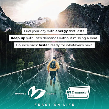 Muscle Feast Creapure Creatine Monohydrate Powder, Vegan Keto Friendly Gluten-Free Easy to Mix, Muscle Recovery Supplement, Creatine for Muscle Growth, Flavored Creatine, Natural Fruit Punch 300g