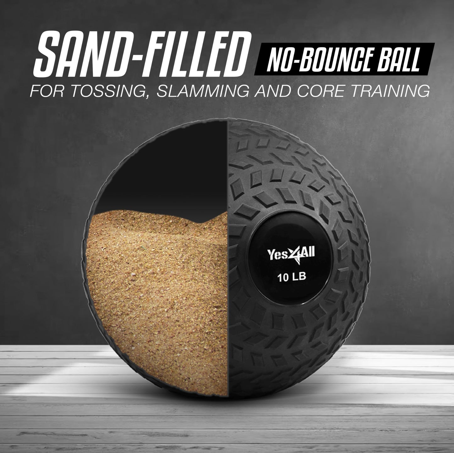 Yes4All Slam Balls, 10-40lb Medicine Ball Weight, Durable PVC Sand Filled Workout Dynamic Medicine