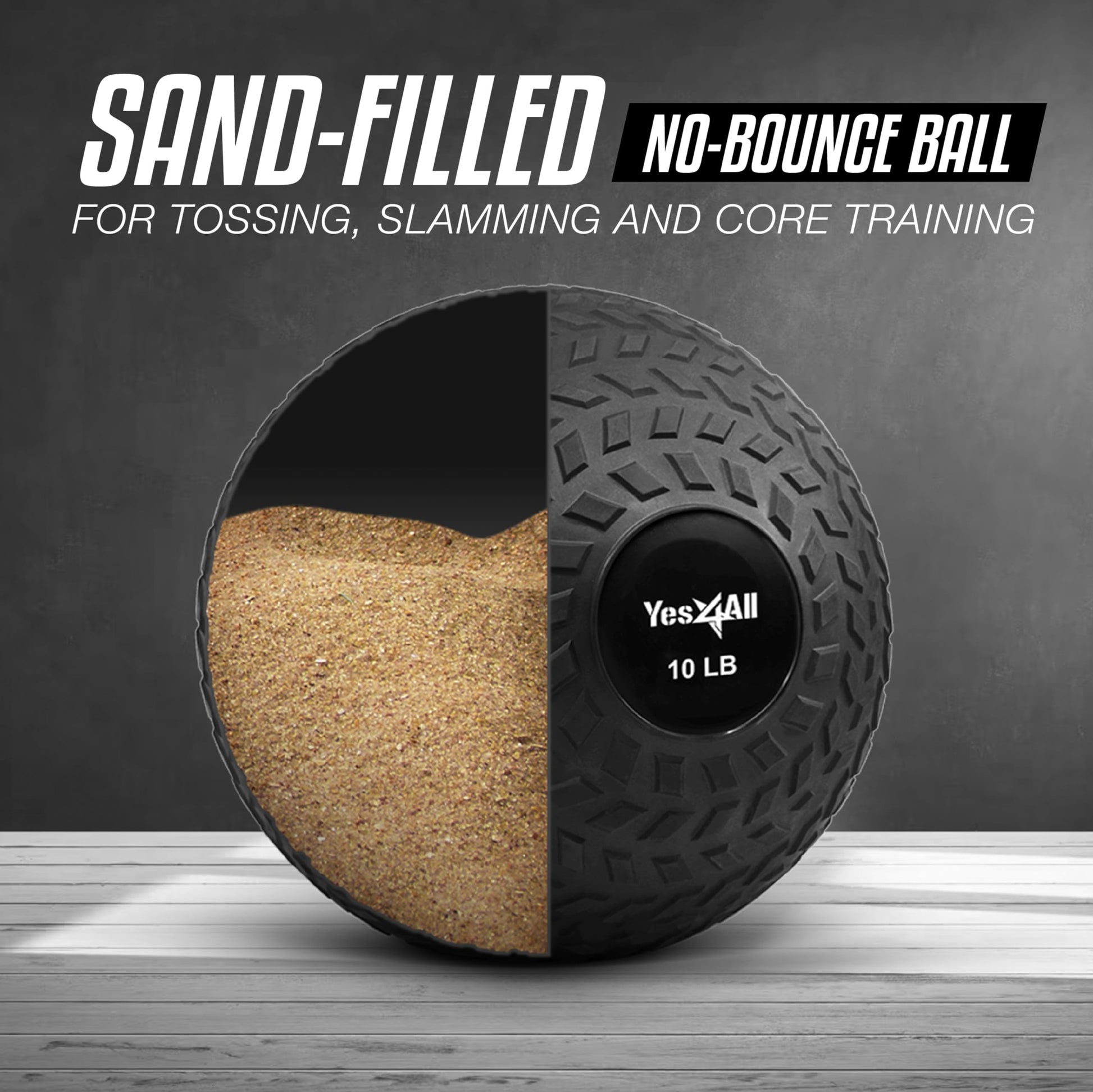 Yes4All Slam Balls, 10-40lb Medicine Ball Weight, Durable PVC Sand Filled Workout Dynamic Medicine
