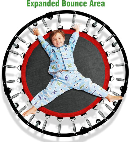 450 LBS Foldable Mini Trampoline for Adults & Kids 40" Rebounder Trampoline with Adjustable Foam Bar for Indoor Workout Fitness