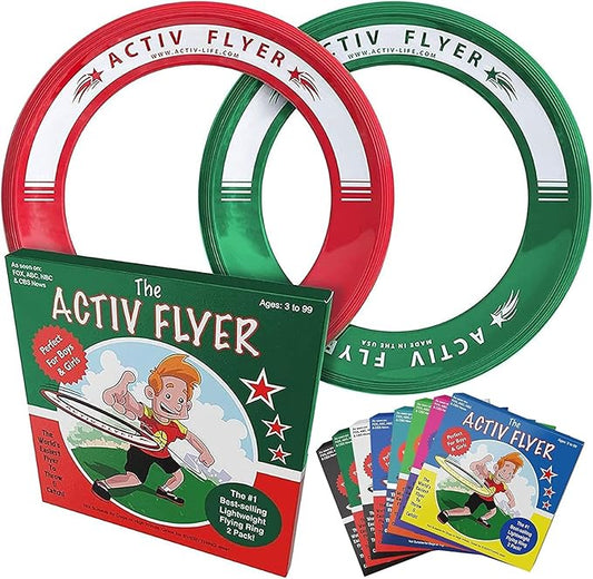 Activ Life Kid’s Flying Rings (2 Pack) They Fly Straight & Don’t Hurt, 80% Lighter Than Standard Rings - Replace Screen Time with Healthy Family Fun - Get Outside & Play
