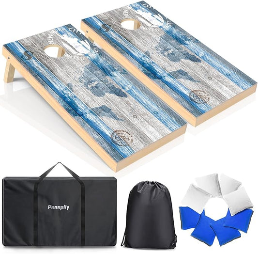 Cornhole Board Set, Regulation Size 4 x 2FT/3 x 2FT Solid Wood Corn Hole Game Set with 8 Bean