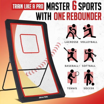 Lacrosse Rebounder, 4x7FT/4x6FT Lacrosse Rebound for Backyard with 5 Rebound Angles, Target Strip, Bounce Back Net Perfect for Lax Baseball Volleyball & Soccer Practice