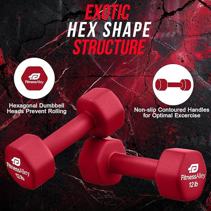 Neoprene Coated Workout Dumbbells set of 2 – Anti Roll, Non Slip with Smooth Grip Fitness & Exercise Dumbbells – Hexagon Shaped Hand Weights for Women & Men – Best Choice for Gyms & home use