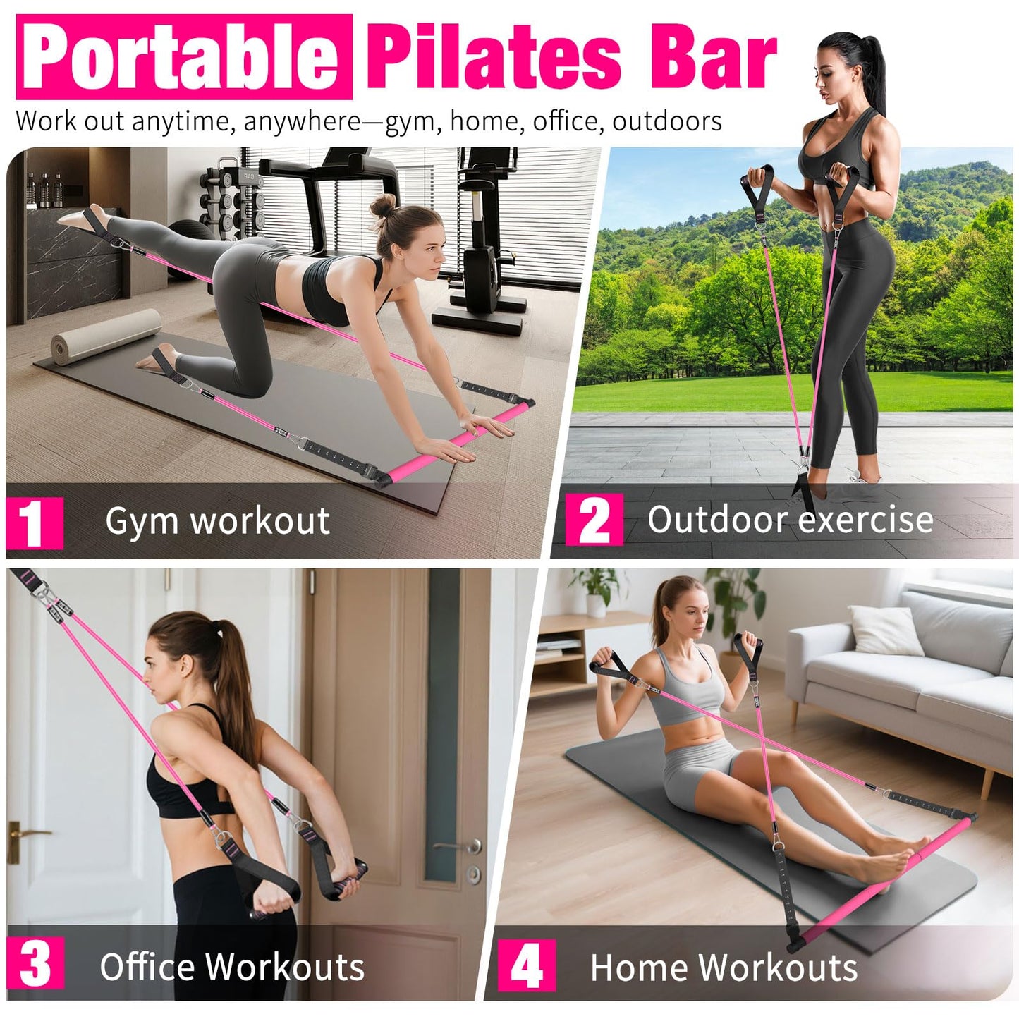 Bbtops Pilates Bar Kit with Resistance Bands,Full Body Workout Equipment