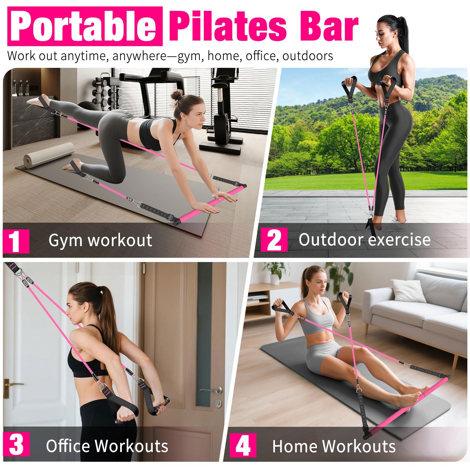Bbtops Pilates Bar Kit with Resistance Bands,Full Body Workout Equipment