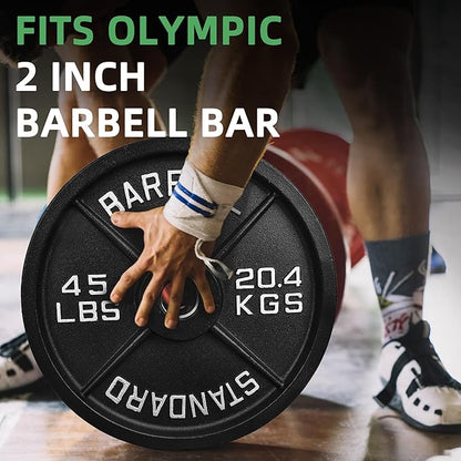 Olympic Cast Iron 2-Inch Weight Plate for Strength Training & Weightlifting, Home Gym, Multiple Weights Available
