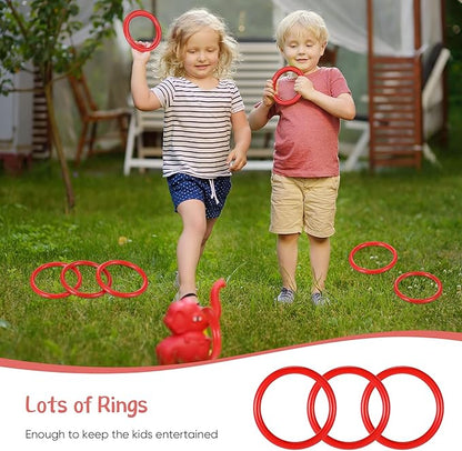 Meooeck 48 Pieces Plastic Ring Toss Rings 2.9 Inch Red Bottles Ring Toss Carnival Games for Adult Garden Backyard Outdoor Games