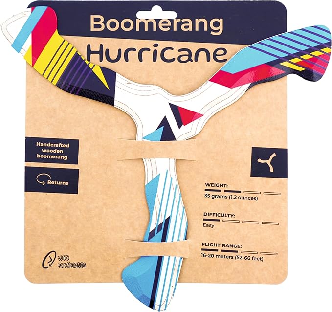 Wooden Boomerang Hurricane v2 | Handcrafted Returning Boomerang | Easy-to-Throw Design for Beginners | Fun Outdoor Game | Thin, Lightweight and Safe to Use Idea | Suitable for 14+