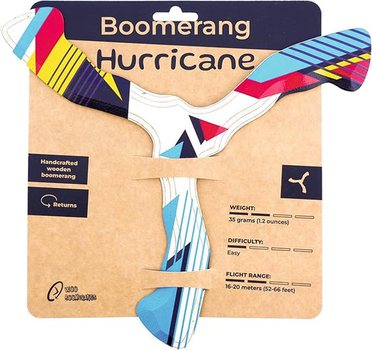 Wooden Boomerang Hurricane v2 | Handcrafted Returning Boomerang | Easy-to-Throw Design for Beginners | Fun Outdoor Game | Thin, Lightweight and Safe to Use Idea | Suitable for 14+