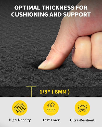 CAMBIVO Large Yoga Mat (6'x 4'), Extra Wide Workout Mat for Men and Women, Yoga Mat Thick 1/3 &1/4 Exercise Mats for Home Workout, Yoga, Pilates (Black,1/4 inch)