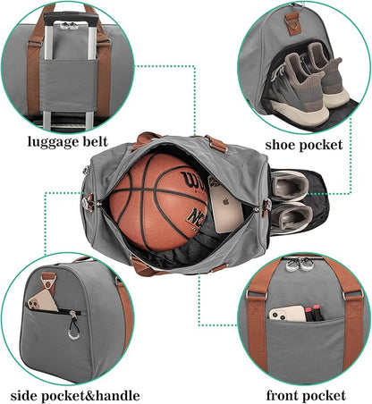 Kuston Sports Gym Bag with Shoe Compartment&Wet Pocket,Travel Duffel bag,Weekend Bag,Workout Bag Suitable for Men and Women