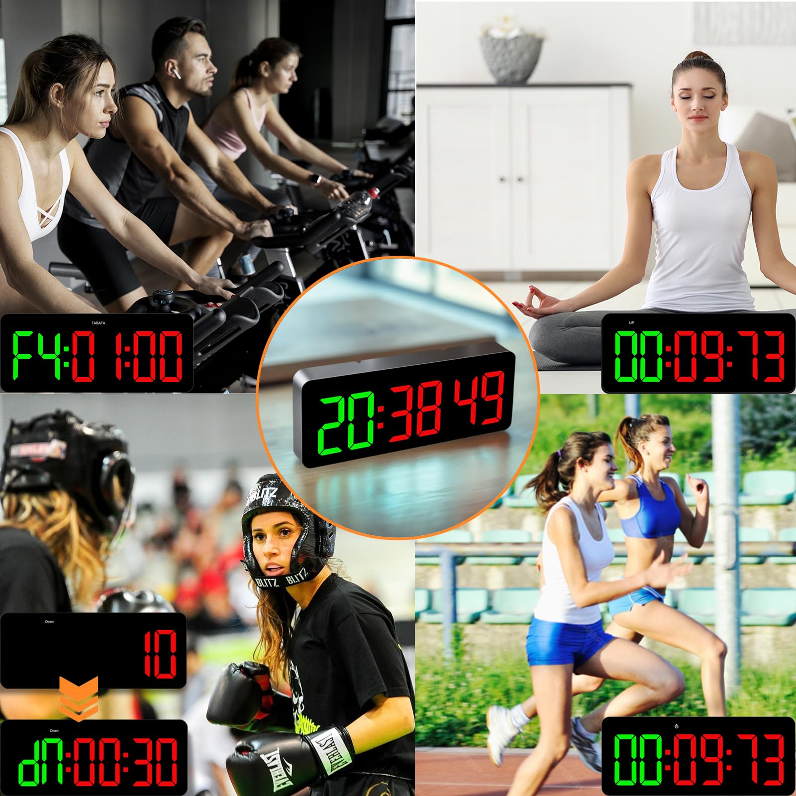 QINYUNE Gym Clock Timer for Tabata/FGB/EMOM Interval Workout