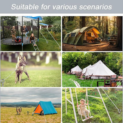 18 inch Ground Anchor Heavy Duty Earth Anchors Set Screw in for Mobile Home, Swing, Tent Trampoline Anchors Wind Resistant Tree Stakes and Supports with Drill Socket, 4 Pack