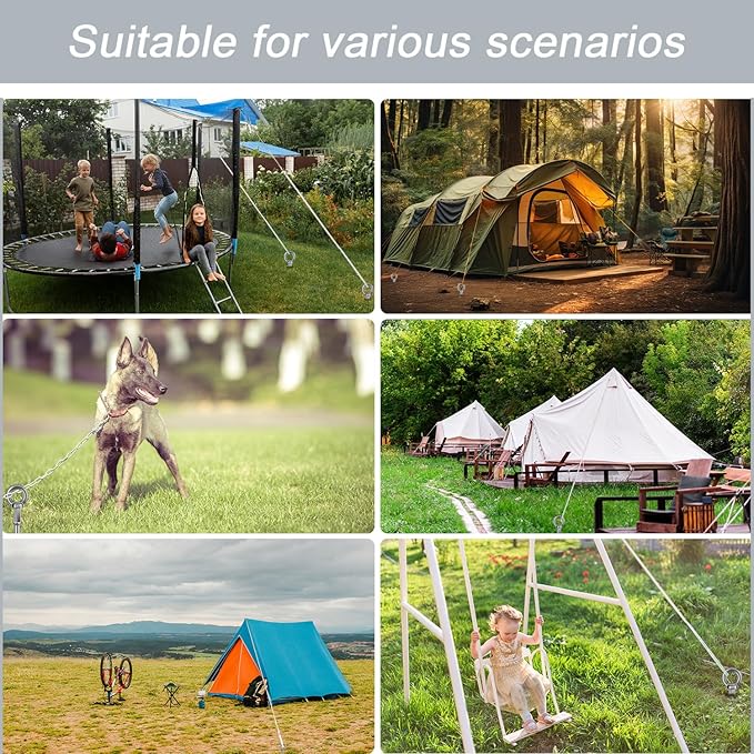 18 inch Ground Anchor Heavy Duty Earth Anchors Set Screw in for Mobile Home, Swing, Tent Trampoline Anchors Wind Resistant Tree Stakes and Supports with Drill Socket, 6 Pack