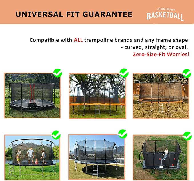 Trampoline Basketball Hoop Attachment, with 3 Mini Balls and Air Pump, Fits All Trampoline Models, Universal Accessories of All Ages, Height and Angle Adjustable
