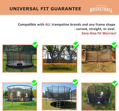 Trampoline Basketball Hoop Attachment, with 3 Mini Balls and Air Pump, Fits All Trampoline Models, Universal Accessories of All Ages, Height and Angle Adjustable