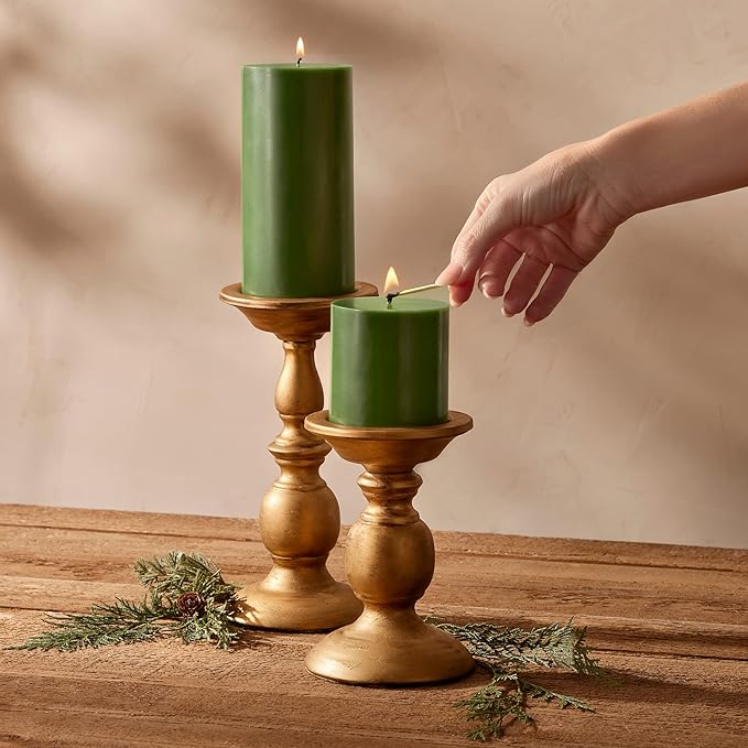 Thymes Frasier Fir Scented Candles for Home Decor - Green Pillar Candles for Women & Men - Place on Candle Holder - Luxury Home Fragrance Gifts - Small (3" x 3" Pillar)