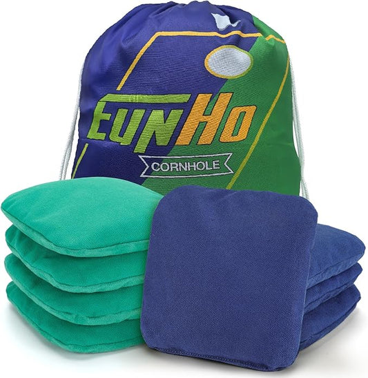 EunHo Dual Sided Cornhole Bags Regulation Set of 8 Professional Cornhole Bean Bags Slick and Stick