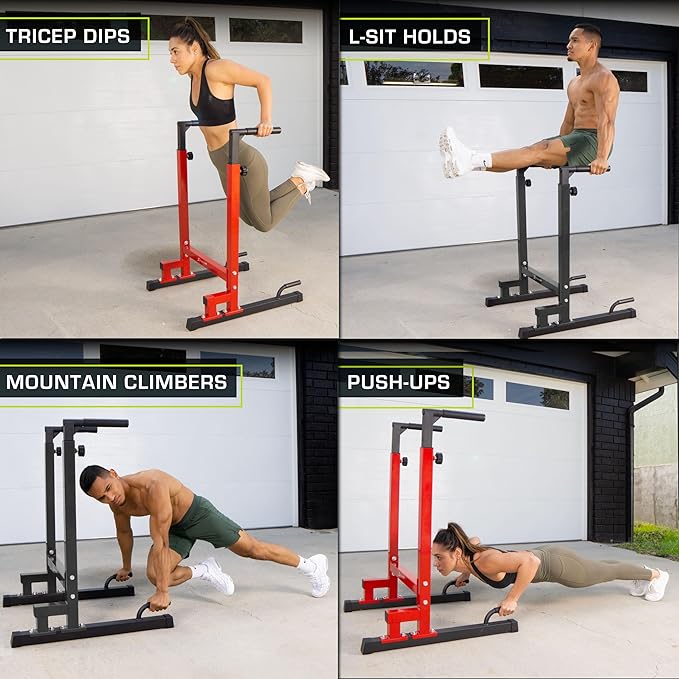 ProsourceFit Power Dip Station Adjustable Height Upper Body Equipment for Home Gym