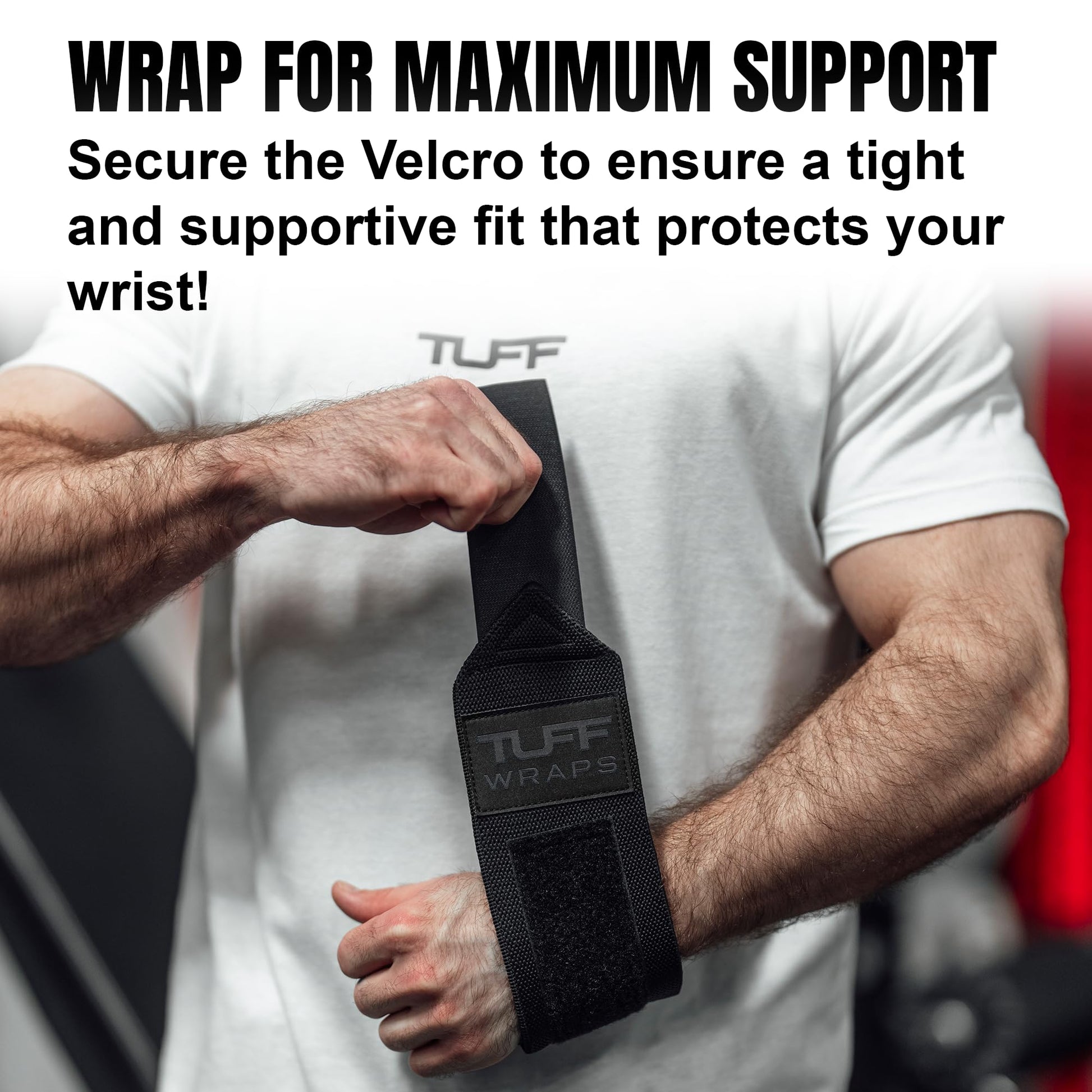 TuffWraps 16" Wrist Straps for Gym - No Thumb Loops - Powerlifting, Weightlifting, and Bench Press