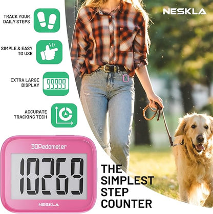 3D Pedometer for Walking, Simple Step Counter with Large Digital Display, Step Tracker with Removable Clip Lanyard, Accurately Track Steps for Men Women Kids Adults Seniors