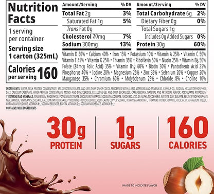 BOOST MAX Protein Shakes Ready to Drink - 30g High Protein Shake - Hazelnut | Nutritional Drinks to Support Muscle Recovery After Exercise, 26 Vitamins & Minerals, 1g Sugar, 11 fl oz (Pack of 18)