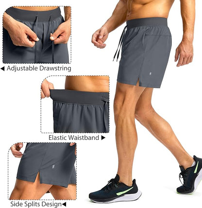 Men's Running Shorts with Zipper Pockets 9 Inch/ 7 Inch / 5 Inch Lightweight Quick Dry Gym Workout Athletic Shorts for Men