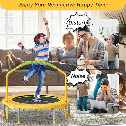 CLORIS 38in/48in Folding Trampoline - Max Load 220lbs / 450lbs Trampoline Rebounder Trampoline for Adults with Adjustable Foam Handle, with safty Padded Cover Best Gift