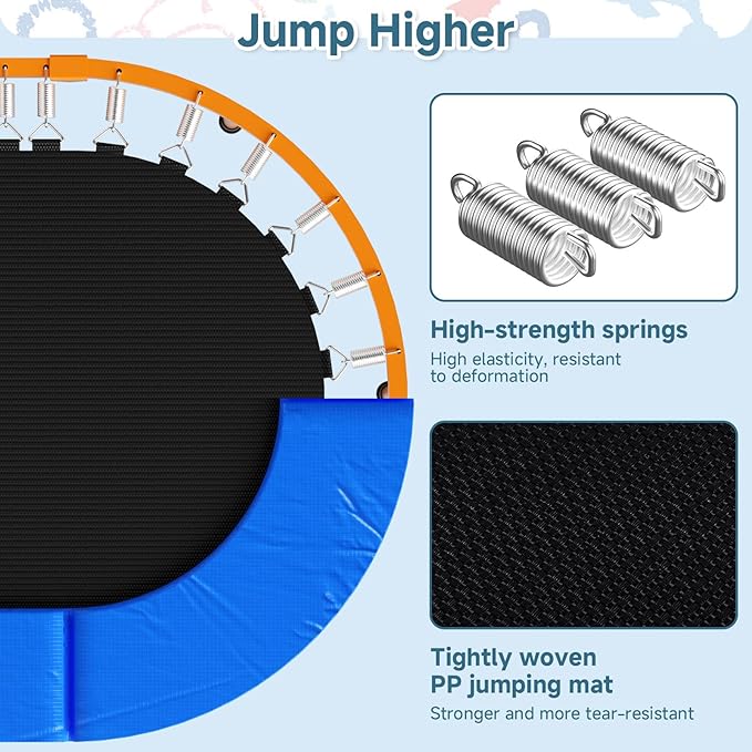 36"x56" Indoor Trampoline for Kids, Foldable Trampoline with Adjustable Handle, Double Trampoline for Boy and Girl, Kids Small Trampoline