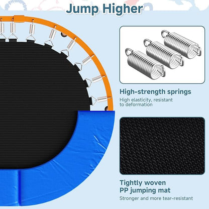 36"x56" Indoor Trampoline for Kids, Foldable Trampoline with Adjustable Handle, Double Trampoline for Boy and Girl, Kids Small Trampoline