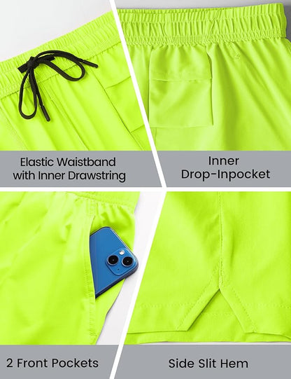 Nepest Men's 5?™â€?Athletic Running Shorts with Pockets, Lightweight Quick Dry Gym Workout Training No Liner Shorts