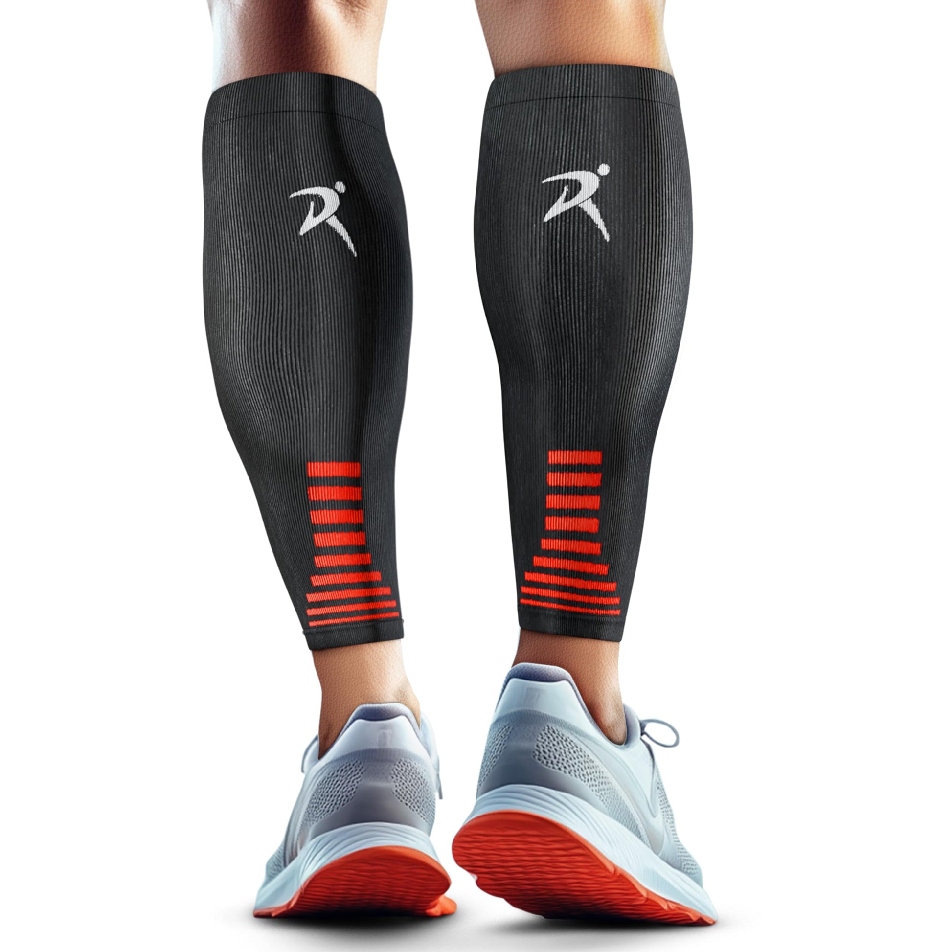 Rymora Calf Compression Sleeves Men Women Shin Splints Running (Pair) (Black) (M)