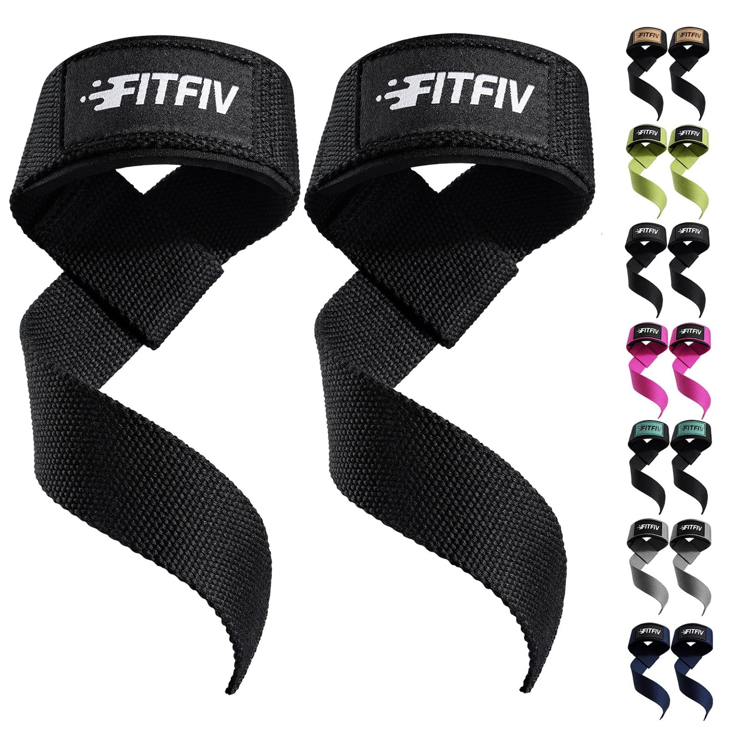 FITFIV Lifting Straps for Weightlifting, Padded Wrist Straps for Gym