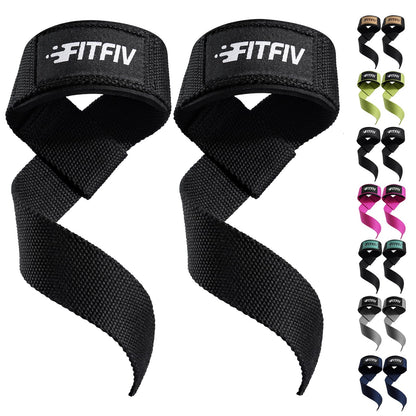 FITFIV Lifting Straps for Weightlifting, Padded Wrist Straps for Gym
