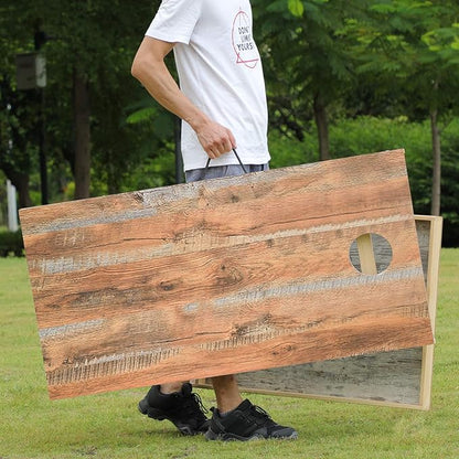 Solid Wood Premium Cornhole Game Set, Bean Bag Toss Game for Tailgate, Outdoor, Backyard - Professional Portable Cornhole Boards & Set of 8 Cornhole Bean Bags (Junior, Tailgate, Regulation Size)