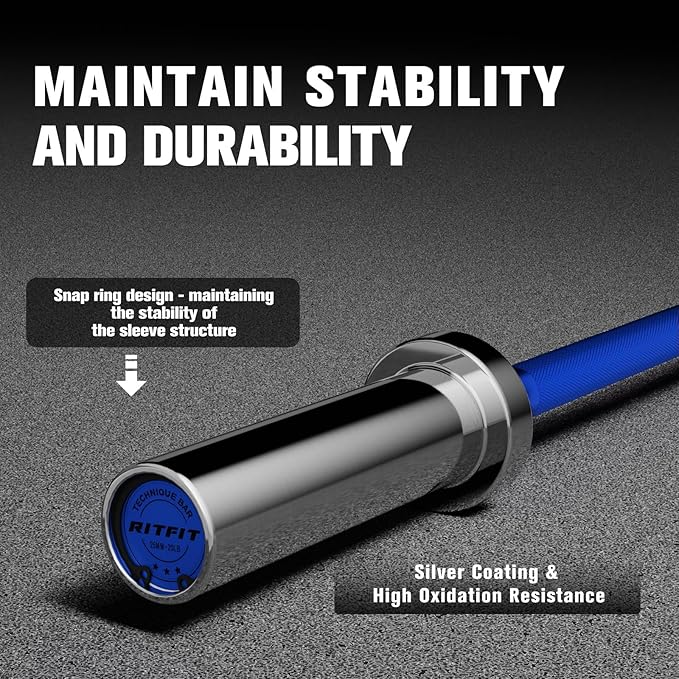 RITFIT Olympic Barbell 4ft/4.8ft/6ft - 2 Inch Weight Bar for Strength Training, Weightlifting, Squat, Deadlift, Bench Press, Curl, Overhead Press - 350lbs/500lbs Capacity