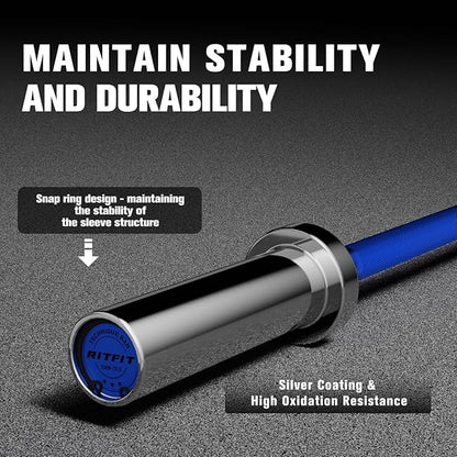 RITFIT Olympic Barbell 4ft/4.8ft/6ft - 2 Inch Weight Bar for Strength Training, Weightlifting, Squat, Deadlift, Bench Press, Curl, Overhead Press - 350lbs/500lbs Capacity