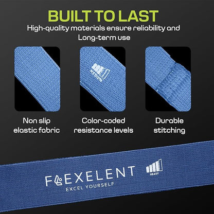 Fabric Resistance Bands for Working Out with 5 Strength Levels - Extra Light to Extra Heavy, Thick Resistance Workout Bands for Legs, Glutes, Hip, Stretching, Strength Training, and Physical Therapy
