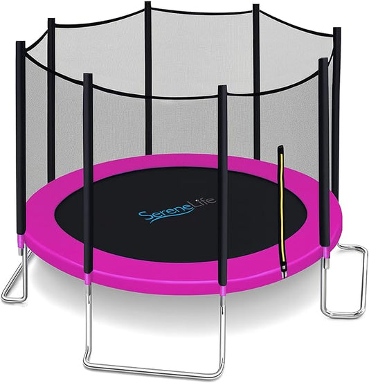 Serenelife 12FT 10FT 8FT Recreational Trampolines with Enclosure Net and Ladder and Anti-Rust