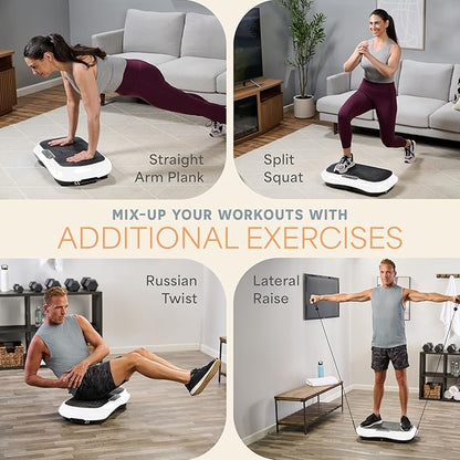 Lifepro Waver Vibration Plate Exercise Machine for Lymphatic Drainage, Muscle Activation, Full-Body Workout Vibrating Platform with Loop Bands, Fitness Equipment for Strength Toning & Fat Loss