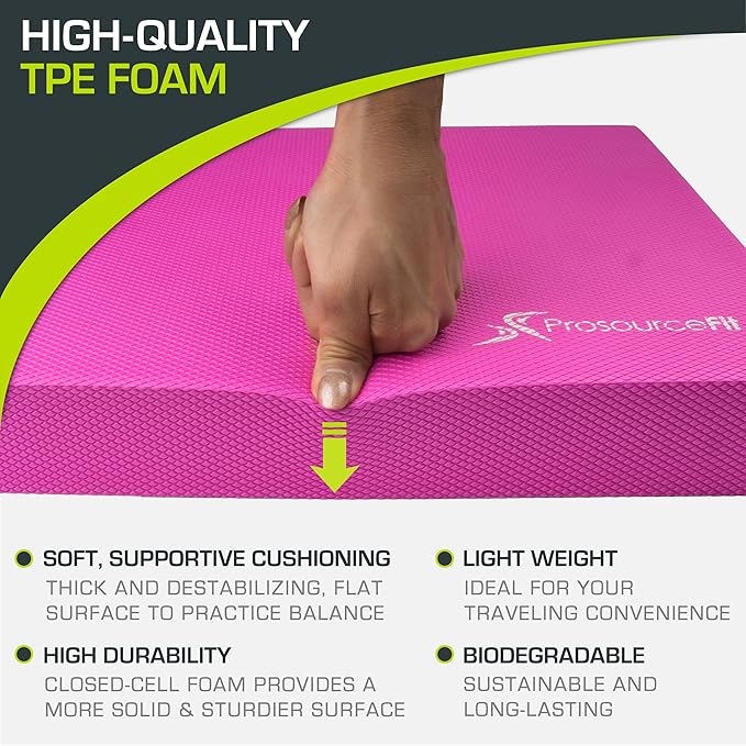 ProsourceFit Exercise Balance Pad – Non-Slip Cushioned Foam Mat & Knee Pad for Fitness and Stability Training, Yoga, Physical Therapy