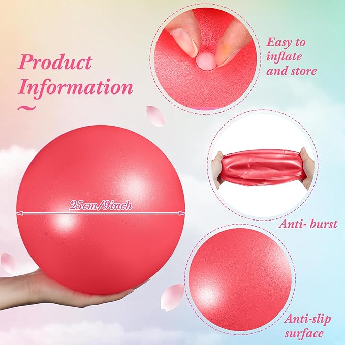 Aoriher 10 Pieces 9 Inch Exercise Pilates Ball Yoga Therapy Core Ball for Yoga Stability Barre Training Stretching Physical Posture Training Gym