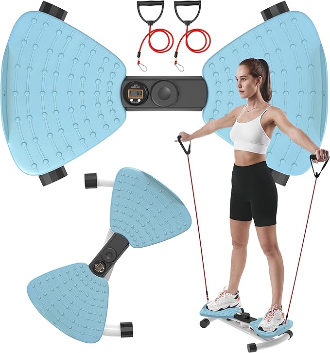 renZEC Waist Twister Machine, Adjustable Exercise Twist Board for Women Men, Noiseless Ab Twister for Home Gym Equipment, 330 lbs Capacity | Track Time, Reps, Calories with Digital Display