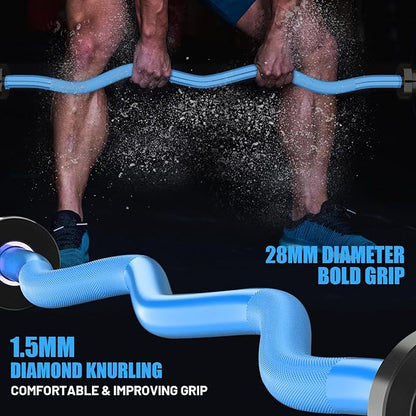 47" Olympic EZ Curl Bar 500-lbs Capacity Steel Barbell Suitable for 2" Weight Plates, 2-Inch Curl Bar for Weight Lifting,Hip Thrusts,Squat,Biceps-Home Gym Weight Bar