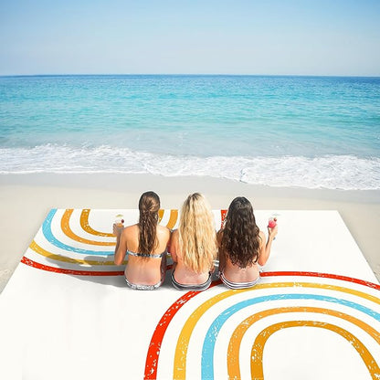 110''×118'' Beach Blanket, Waterproof Sandproof Beach Mat Lightweight Outdoor Picnic Blanket for Travel, Camping, Hiking