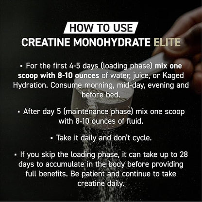Kaged Creatine Monohydrate Elite Powder | Unflavored | Muscle Building & Recovery | MAXCatalyst for High Absorbtion | Vegan, Gluten Free, Easily Digestible | Supplements for Men & Women | 60 Servings