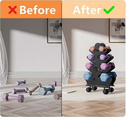 Dumbbell Rack Stand Only(Dumbbells Not Included) - Dumbbell Storage Rack with/without Wheels, Space Saver for Home Gym.