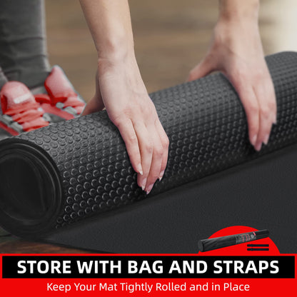 GymCope Large Exercise Mat for Home Workouts, 12x6/10x6/9x6/8x6/7x5/6x4 ft