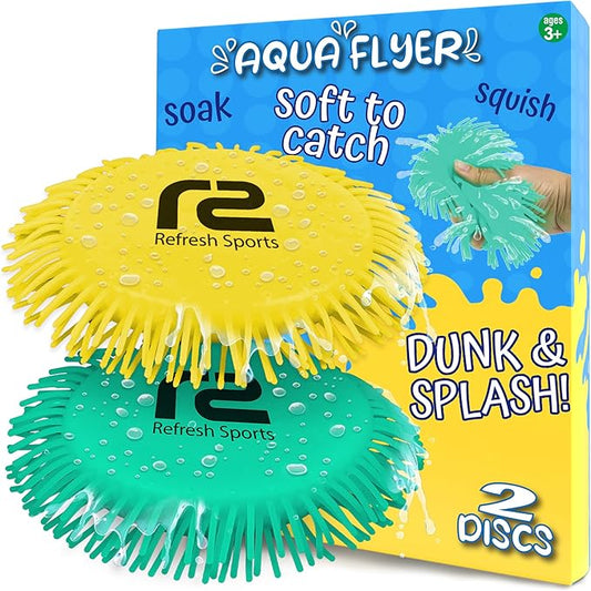 Water Flying Discs for Kids: Soft Sports Disc 2 Pack - Soaks The Target On Impact - Best Swimming